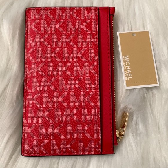 MICHAEL KORS Jet Set Travel Medium Zip Top Card Case in Dark Sangria - Picture 2 of 2